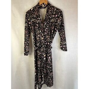 Diane Von Furstenberg DVF dress 100% silk jersey multicolored print wrap Sz 4